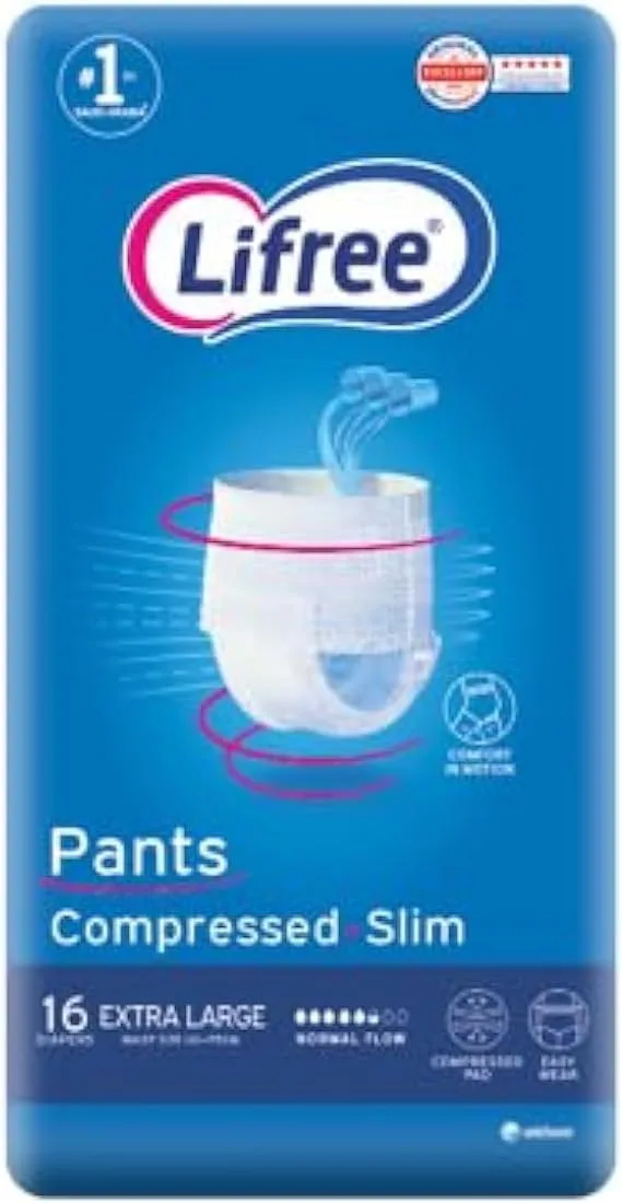 Lifree Slim Culotte Adult Diaper Pants, XL Size, 3 Cup Absorbency, Jumbo Pack,16 Pieces