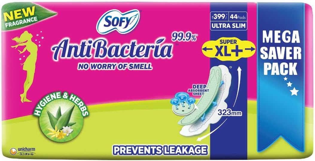 SOFY Soft & Secure, Unfolded Sanitary Pads with Wings, Maxi Compressed, Large 29 cm, Pack of 30 Pads