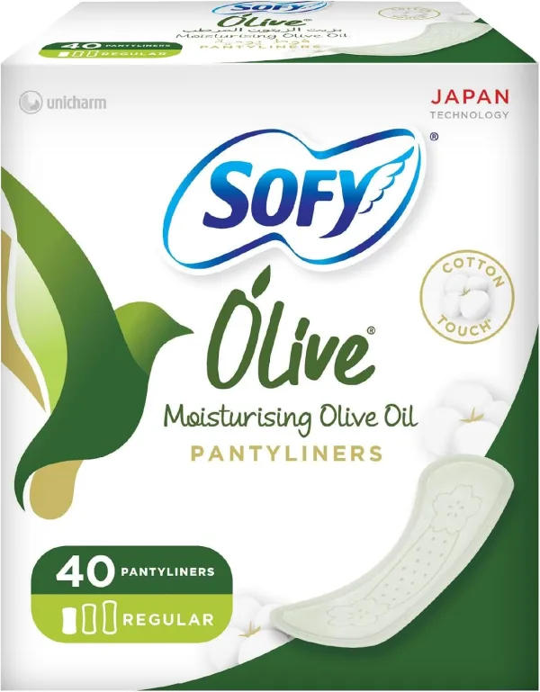 SOFY Olive Daily Panty Liner, 155 mm, Regular, Pack of 40 Panty Liners