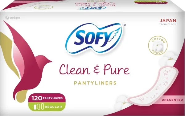 SOFY Clean & Pure Daily Panty Liners, 155 mm , Regular ,Unscented, Pack of 120 Panty Liners (80 + 40 Free)