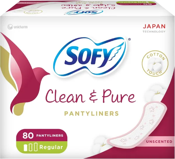 Sofy Clean & Pure, Daily Panty Liners, Unscented, Pack 80 Panty Liners