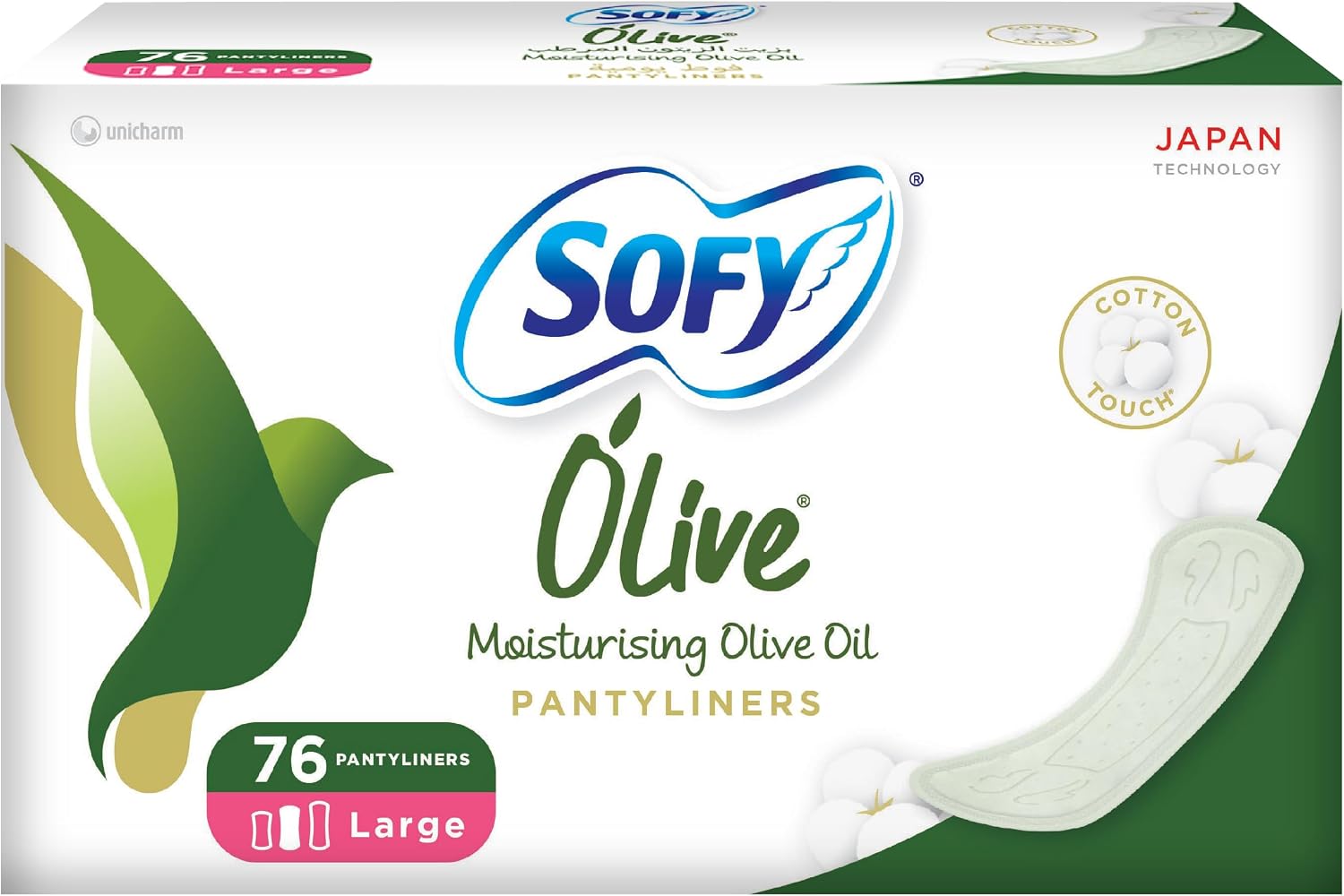 SOFY Olive Daily Panty Liner, 175 mm, Large, Pack 76 Panty Liners