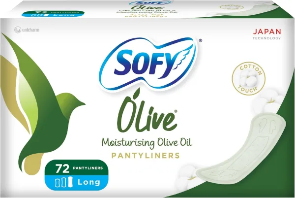 SOFY Olive Daily Panty Liner, 190 mm, Long, Pack 72 Panty Liners