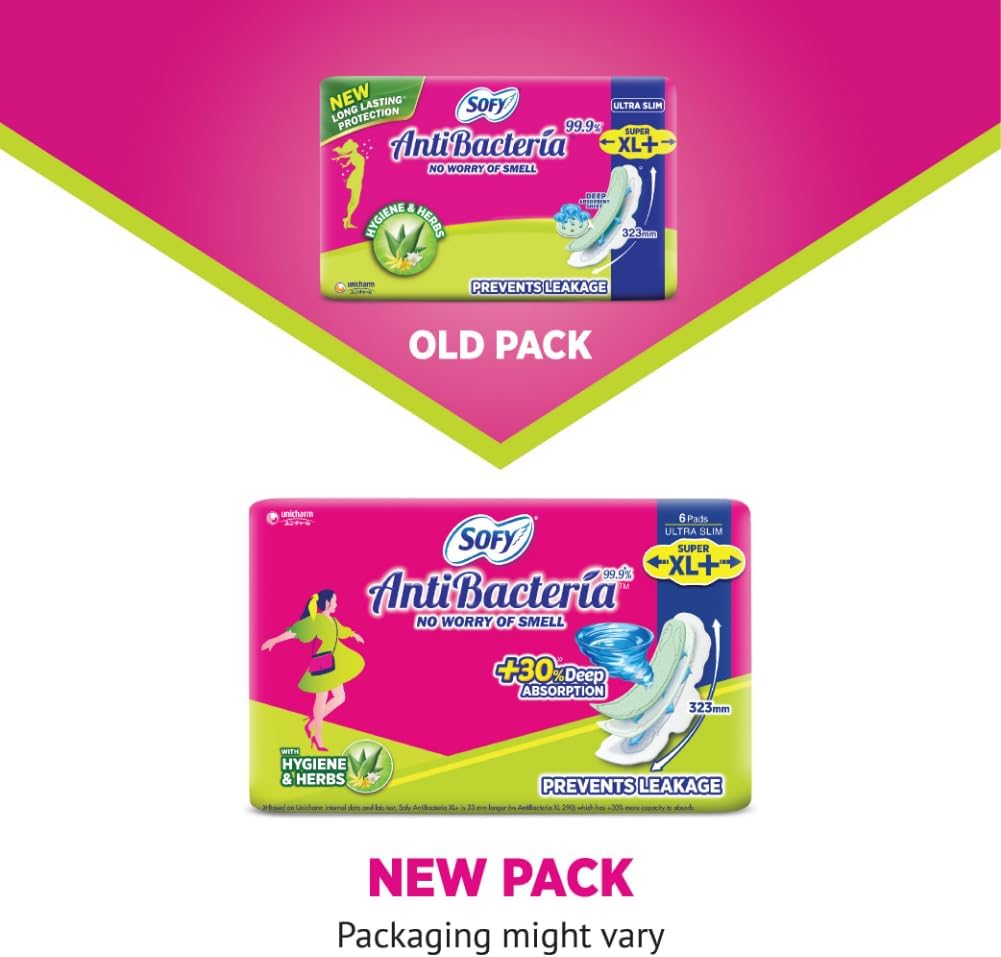 Sofy Body Fit Anti Bacteria Sanitary Napkins - Super XL (Pack of 30)
