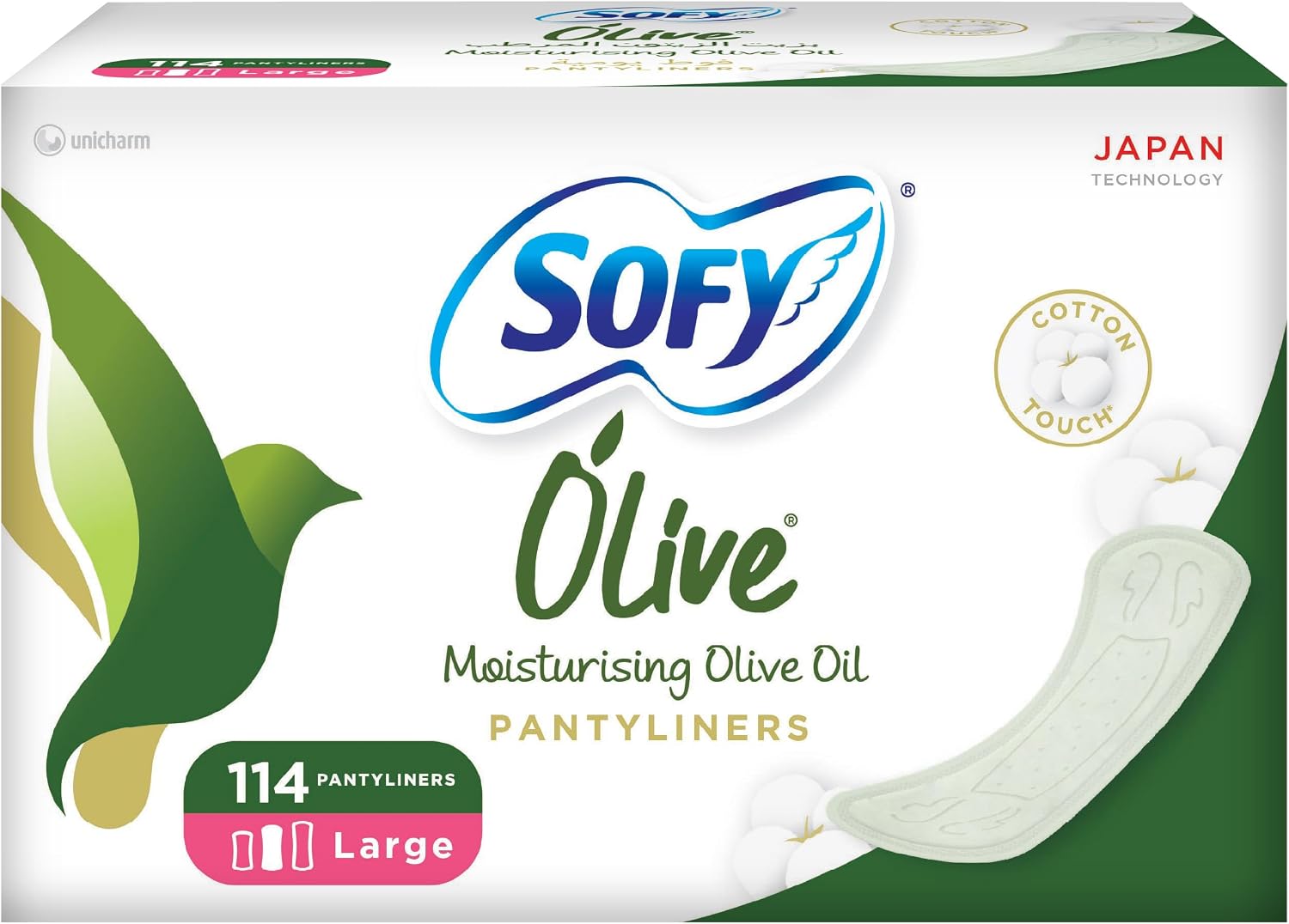 SOFY Olive Daily Panty Liner, 175 mm, Large, Pack 114 Panty Liners