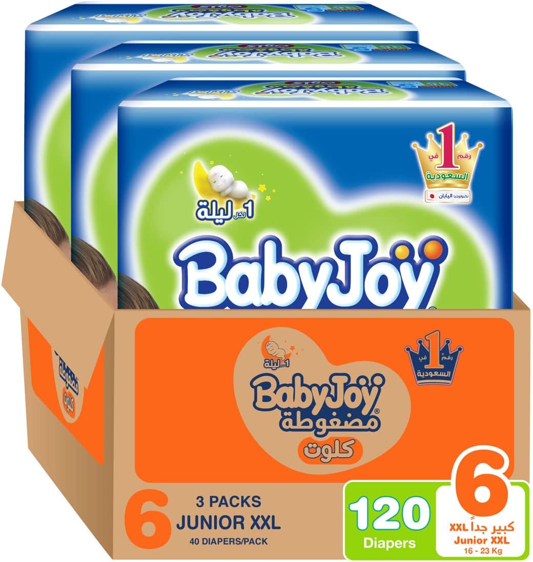 Babyjoy Culotte, Size 6, Junior XXL, 16+ Kg, Mega Box, 120 Diaper Pants