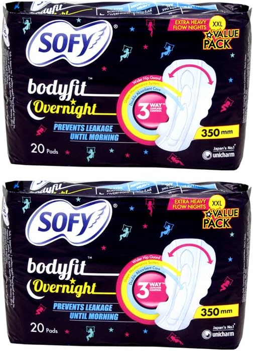 Sofy Body Fit Overnight Sanitary Napkin - 20 Pieces (Pack of 2, Extra Large (XXL))