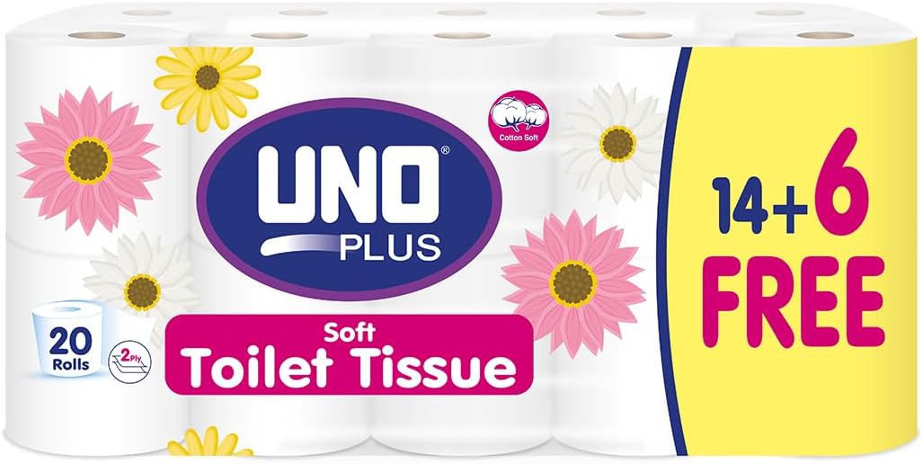 UNO Plus Toilet Tissue 2 ply 20 Rolls 6 Rolls Free 220 Sheets