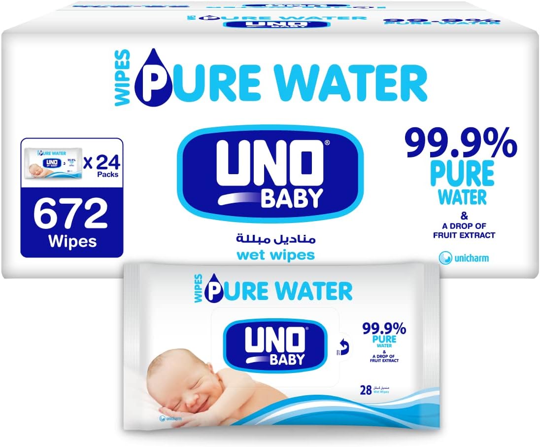 UNO Baby Pure Water Wipes 24 x 28, 672 Wipes