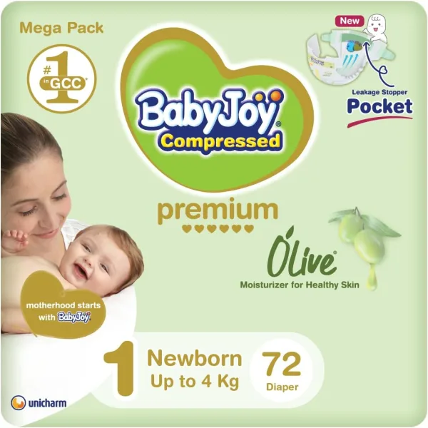 BabyJoy Olive Oil, Size 1, Newborn, 0-4 kg, Mega Pack, 72 Diapers