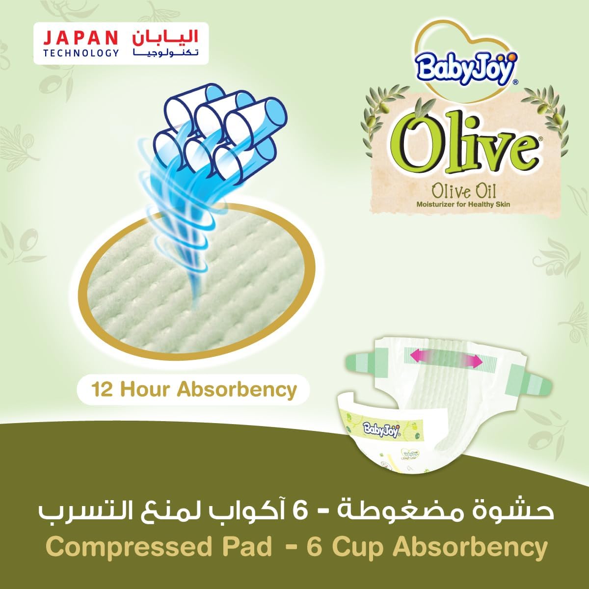 BabyJoy Olive Diapers 144-Pieces Mega Pack, Newborn