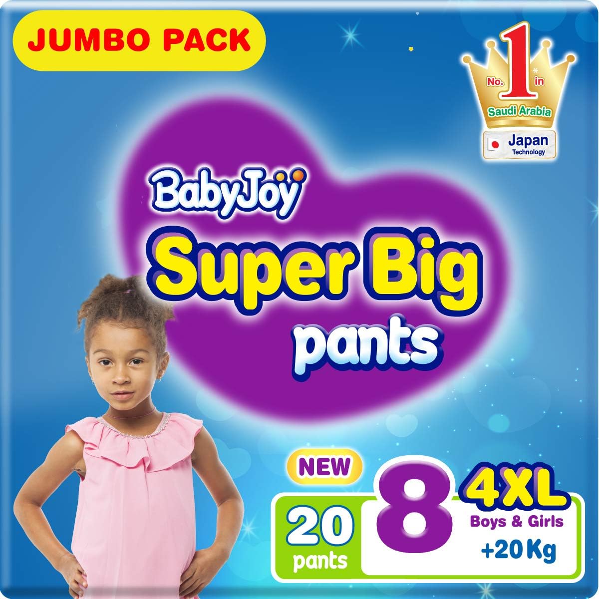 BabyJoy Culotte, Size 8, 4XL, 20+ kg, 20 Diaper Pants