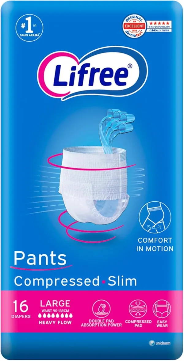 Lifree Adult Diaper Slim Culotte Super Absorbent Package, Large 16 Pads