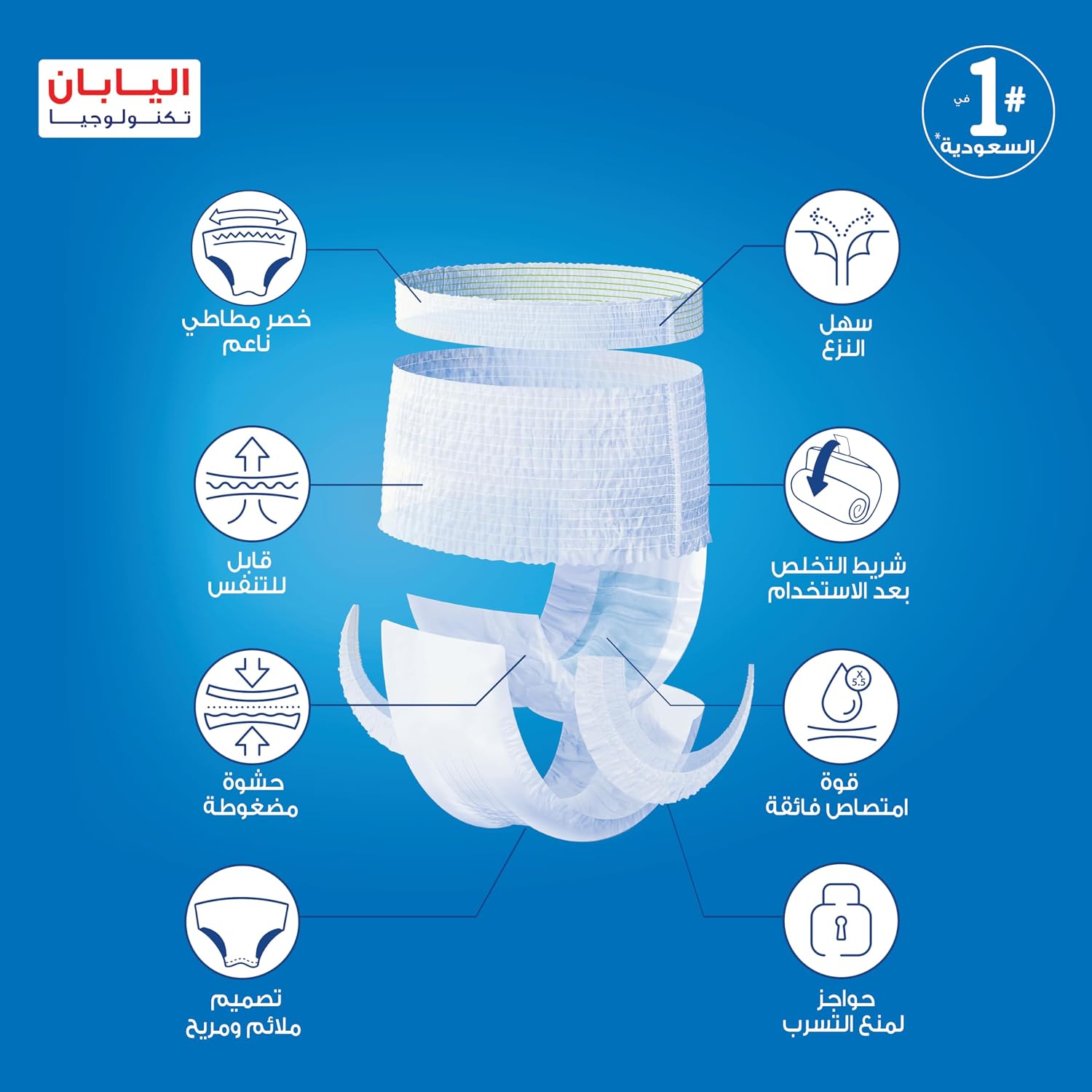 Lifree Slim Culotte Adult Diaper Pants, XL Size, 3 Cup Absorbency, Mega box, 64 Pieces