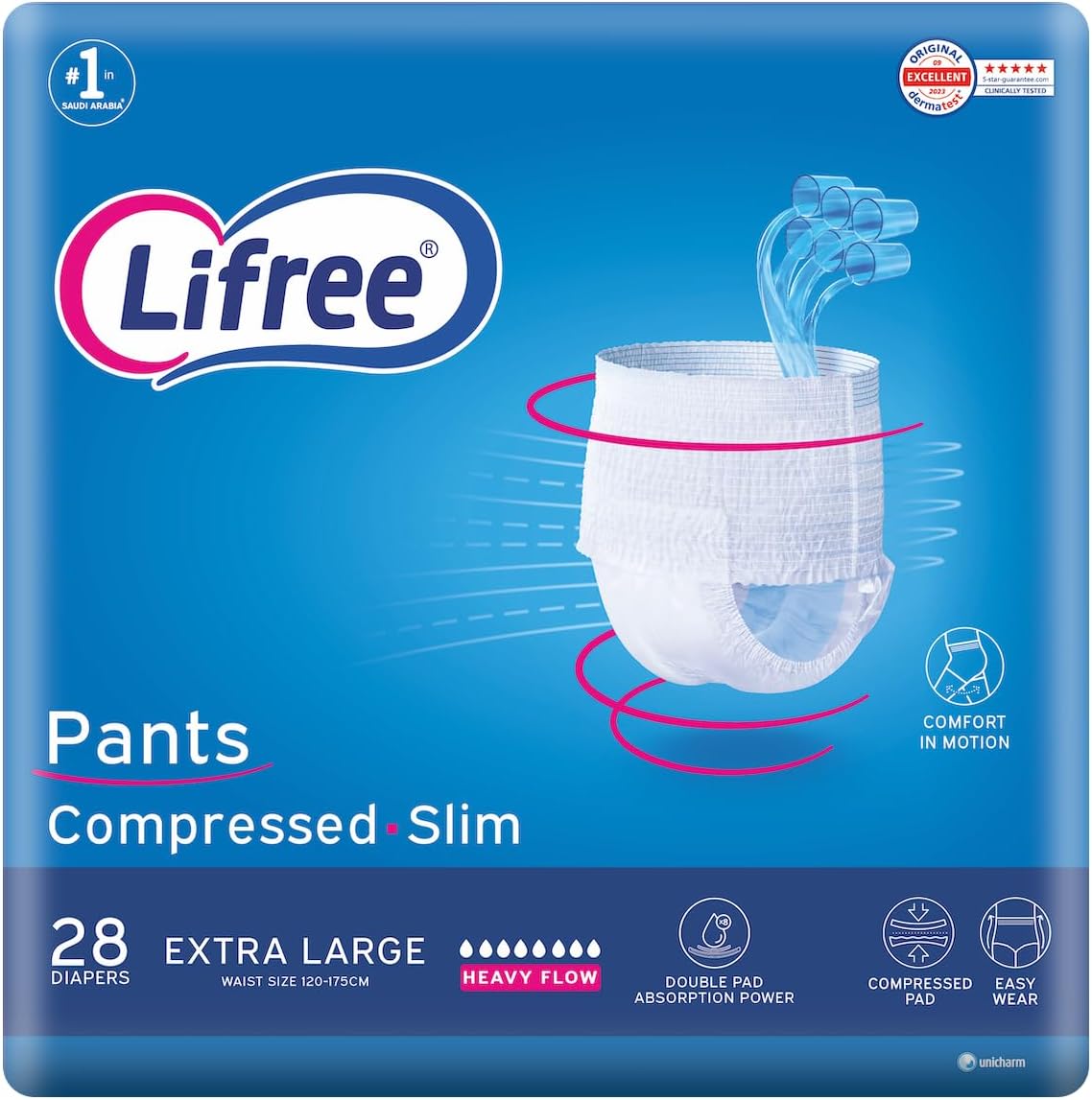 Lifree Slim Culotte Adult Diaper Pants, XL Size, 6 Cup Absorbency, Mega Pack,28 Pieces